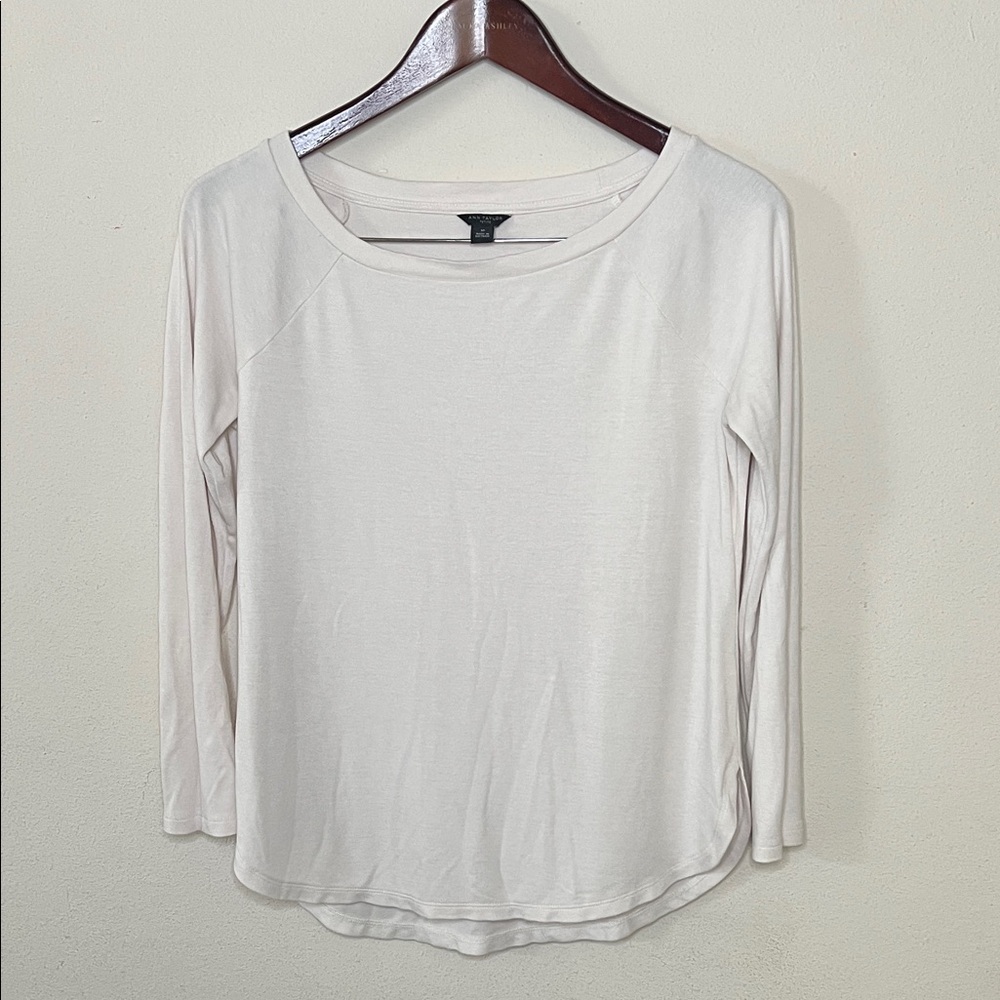 Ann Taylor Petites Long-Sleeve Cream Casual Fall Winter